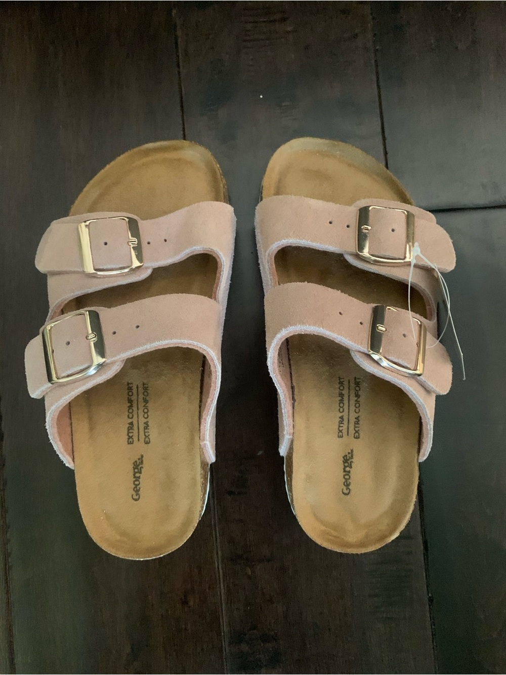 Girls Double Buckle Slide Sandals in Blush Pink